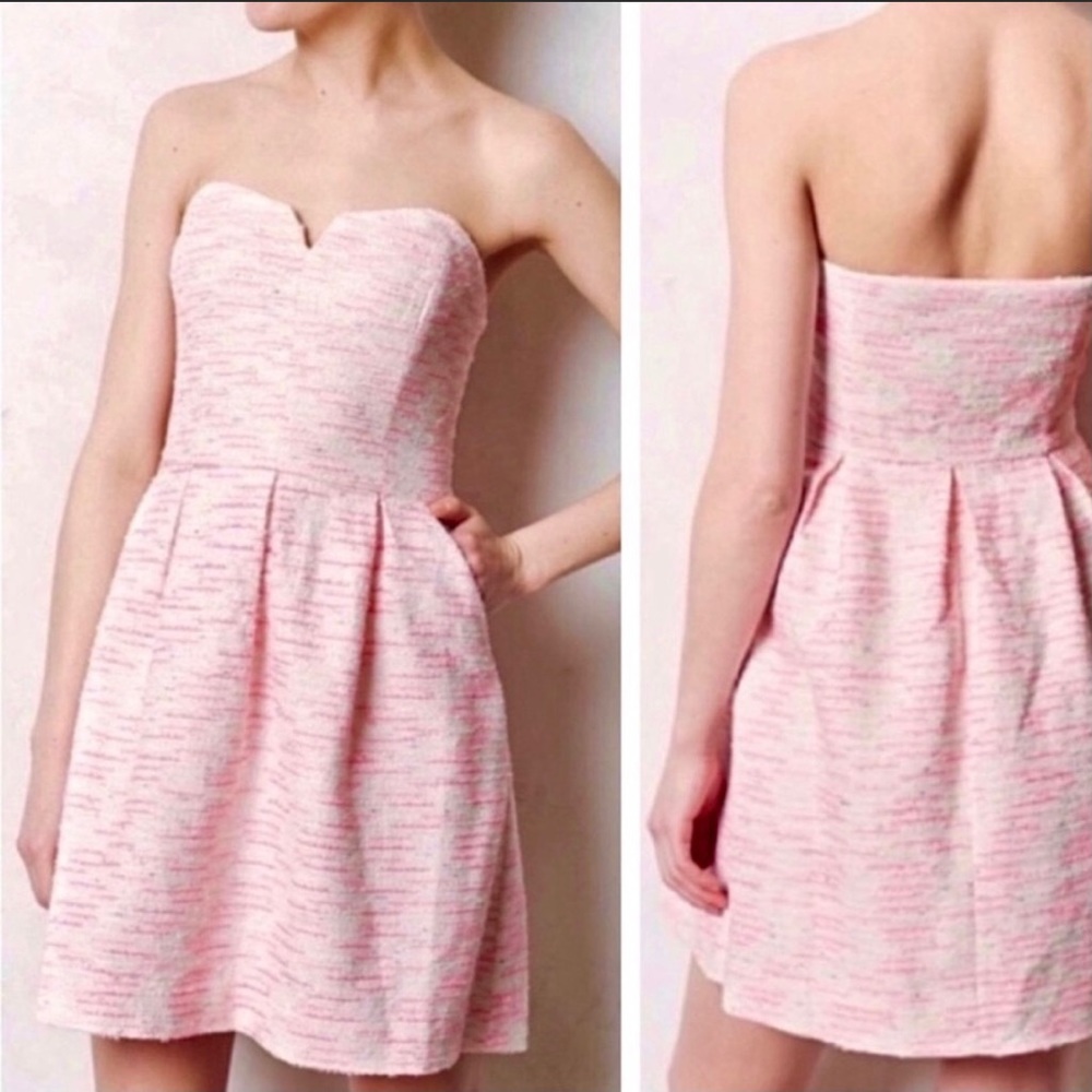 SOLD-Anthropologie Metallic Tweed Strapless Dress - Picture 6 of 9